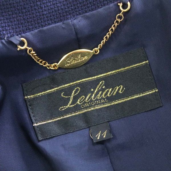 [PT12832] レリアン ジャケット テーラード シルク混 ネイビー系 11 Leilian_画像6
