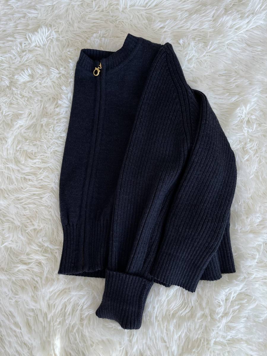  Ferragamo Salvatore Ferragamo knitted cardigan gun chi-niM size navy 