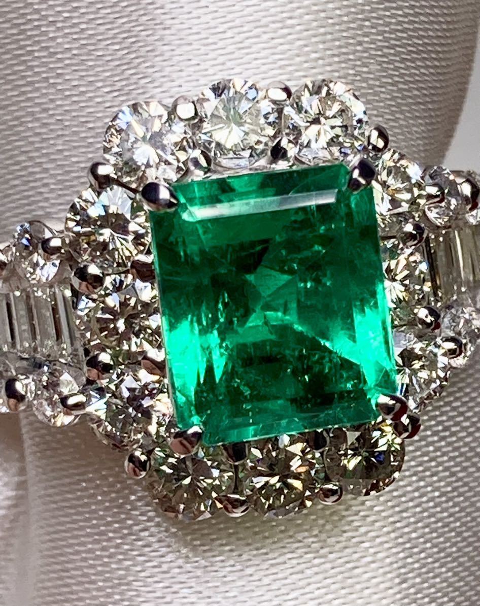 * [GIA with discrimination ] Colombia production fine quality F1 Class natural emerald 2.53ct diamond high class ring D2.10ct/Pt900 Colombia Emerald Ring*