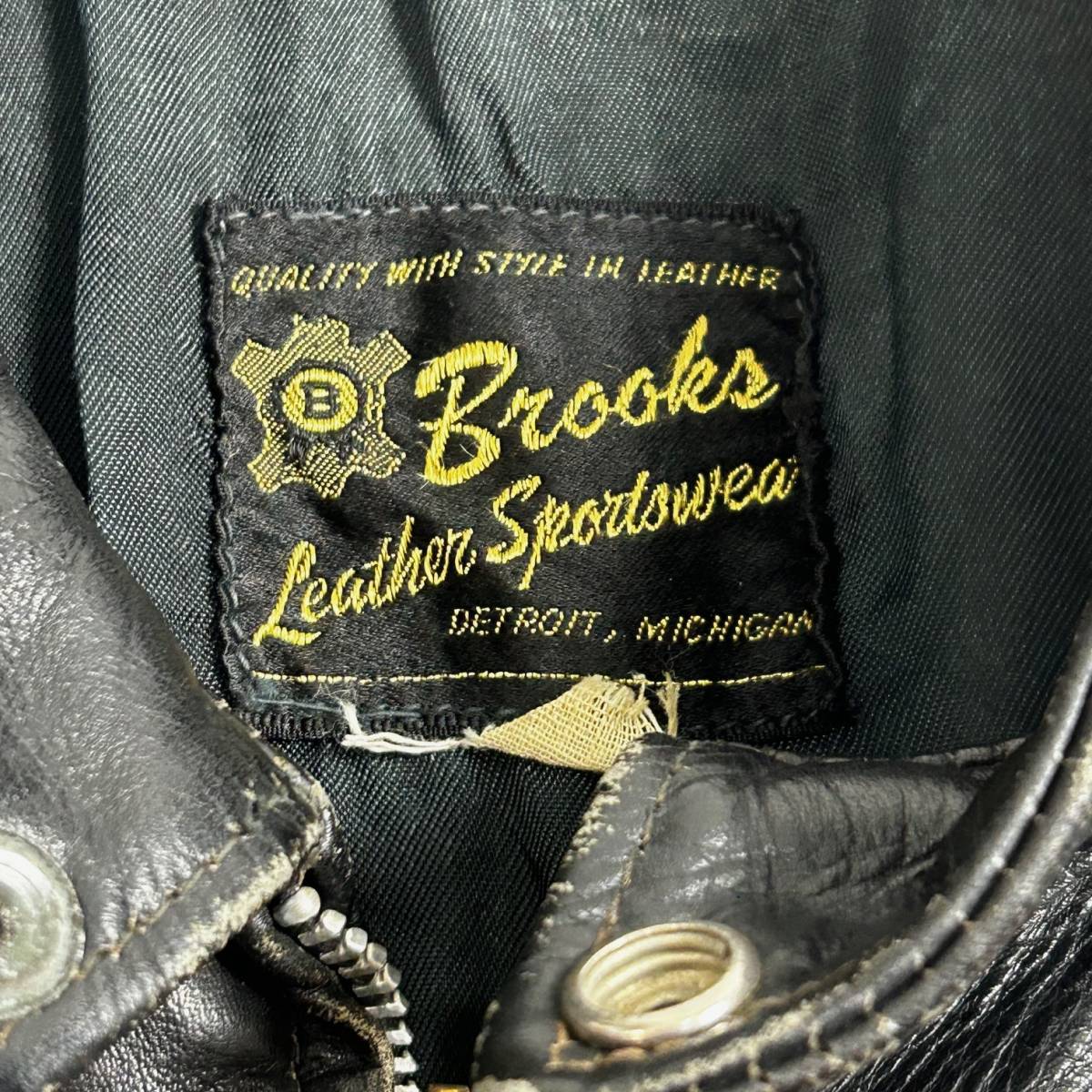 60’s 70's Brooks Leather Sportswear レザージャケット 60s 70s TALONジッパー 涙タロン ヴィンテージ vintage ジャンクコンディション_画像2
