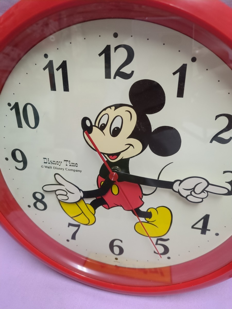 ビンテージ　ミッキー　壁掛け時計　昭和レトロ　ディズニー　赤_画像2