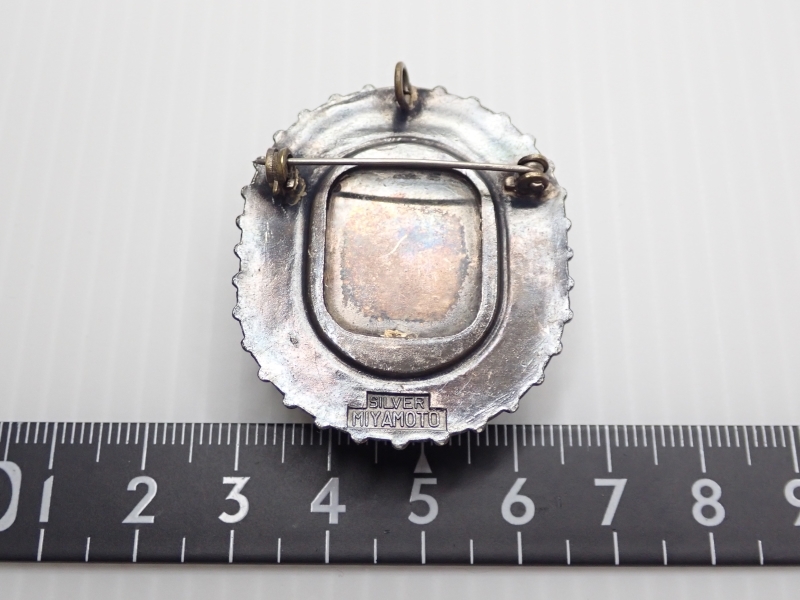 L675 ヴィンテージ ブローチ スカラベデザイン 陶器 SILVER 宮本商工 MIYAMOTO ペンダントトップにも Vintage broochの画像8