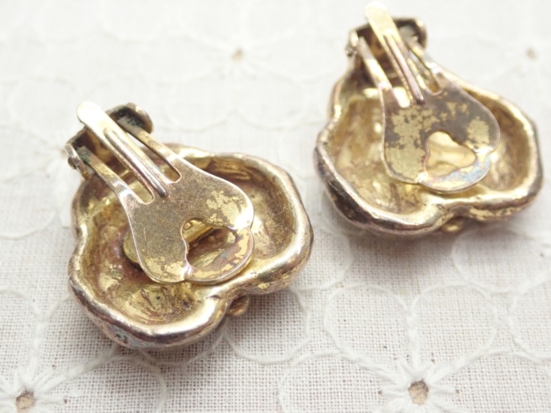 K491 ヴィンテージ イヤリング FABRICE Paris リーフデザイン ゴールドカラー Vintage earringの画像6