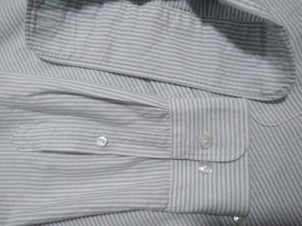 メンズＳ（やや裄丈長め○無印良品○オックスフォード長袖ボタンダウンシャツ／白×灰色ストライプの画像5