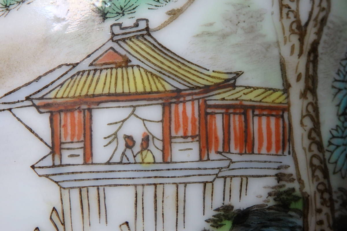 【友】中国古美術　中国景徳鎮製　山水図　粉彩　色絵　花瓶　花器　古玩　サイズ25㎝　木箱付_画像4