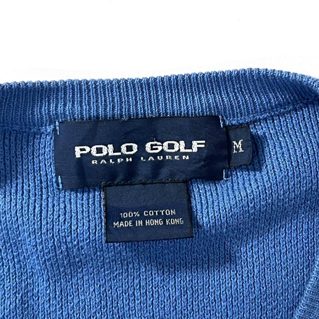 POLO GOLF ラルフローレン ニットベスト Vネック 古着 ブルー