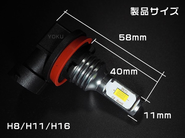 車検対応 黄金色 イエロー H8 H11 H16 LED フォグランプ スズキ DA64W エブリイワゴン エブリィエブリー 2個セット黄色_画像2