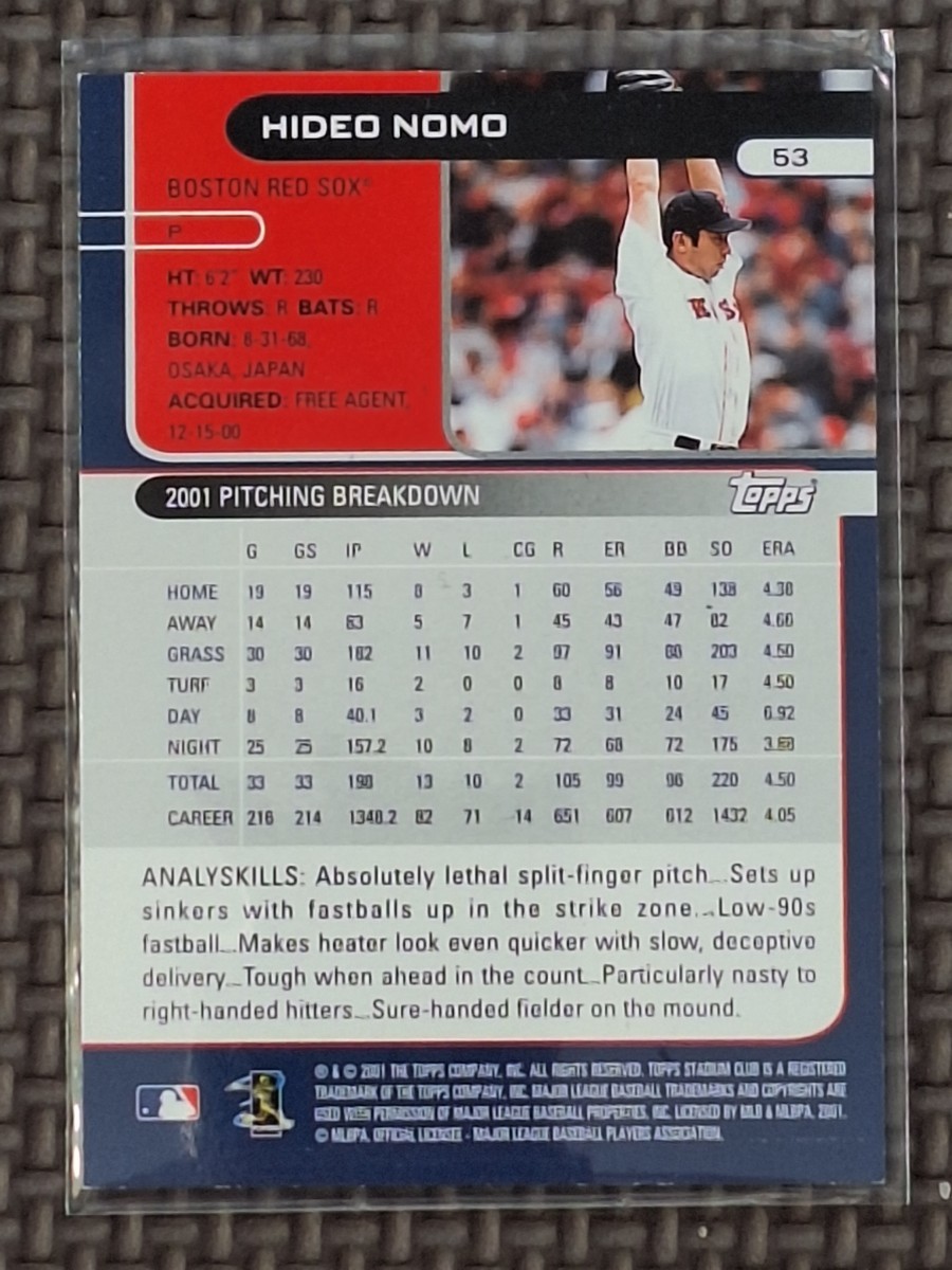 2002 Topps Stadium Club #53 HIDEO NOMO Boston Red Sox Los Angeles Dodgers Kintetsu Buffaloes_画像2