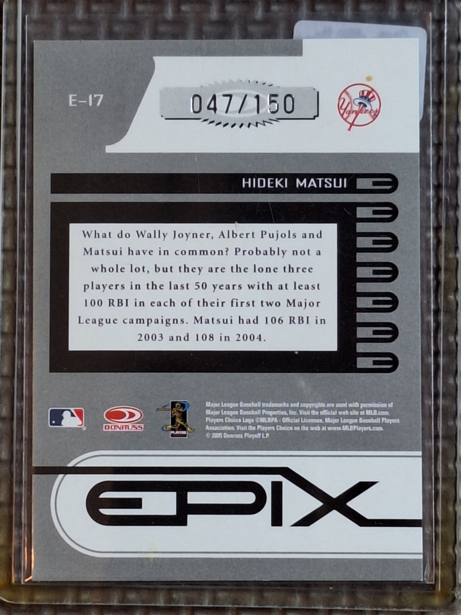 2005 Donruss Zenith #E-17 HIDEKI MATSUI Epix Play 047/150 New York Yankees Yomiuri Giantsの画像2