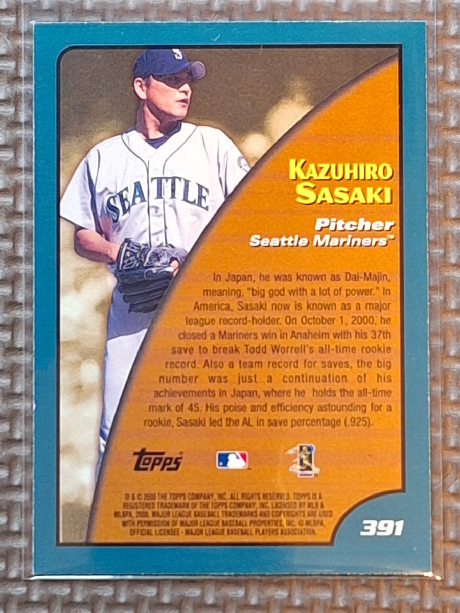 2001 Topps #391 KAZUHIRO SASAKI Season Highlights Seattle Mariners Yokohama Taiyo Whalesの画像2