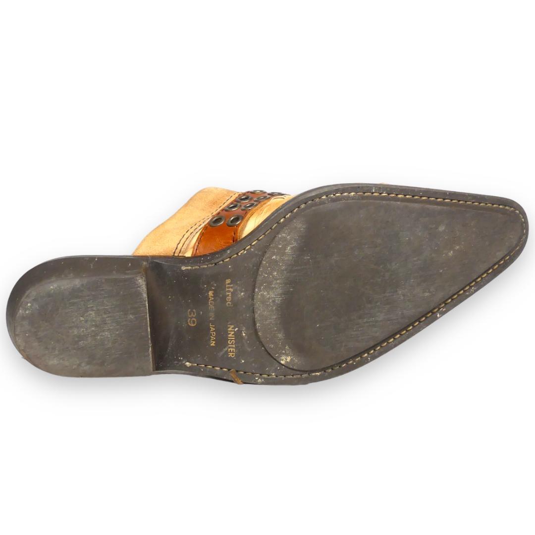  prompt decision *alfredoBANNISTER*24.5cm leather sandals Alfredo Bannister men's 39 tea Camel original leather slippers leather shoes 