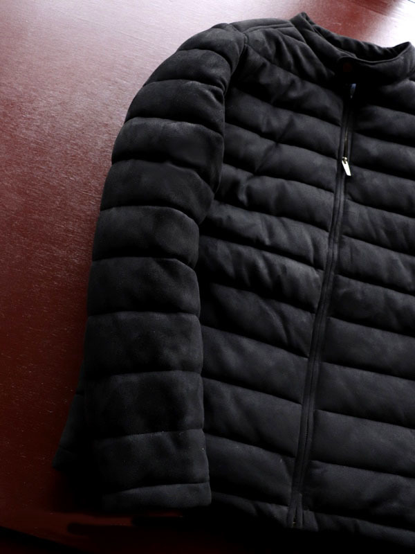 新品■北欧MARFINNO/G黒 フェイク-ダウン ジャケット XL～XXL ブラック メンズ 重厚 ライト ライダース 中綿 ジャンバー 防寒 スエード調 _画像3
