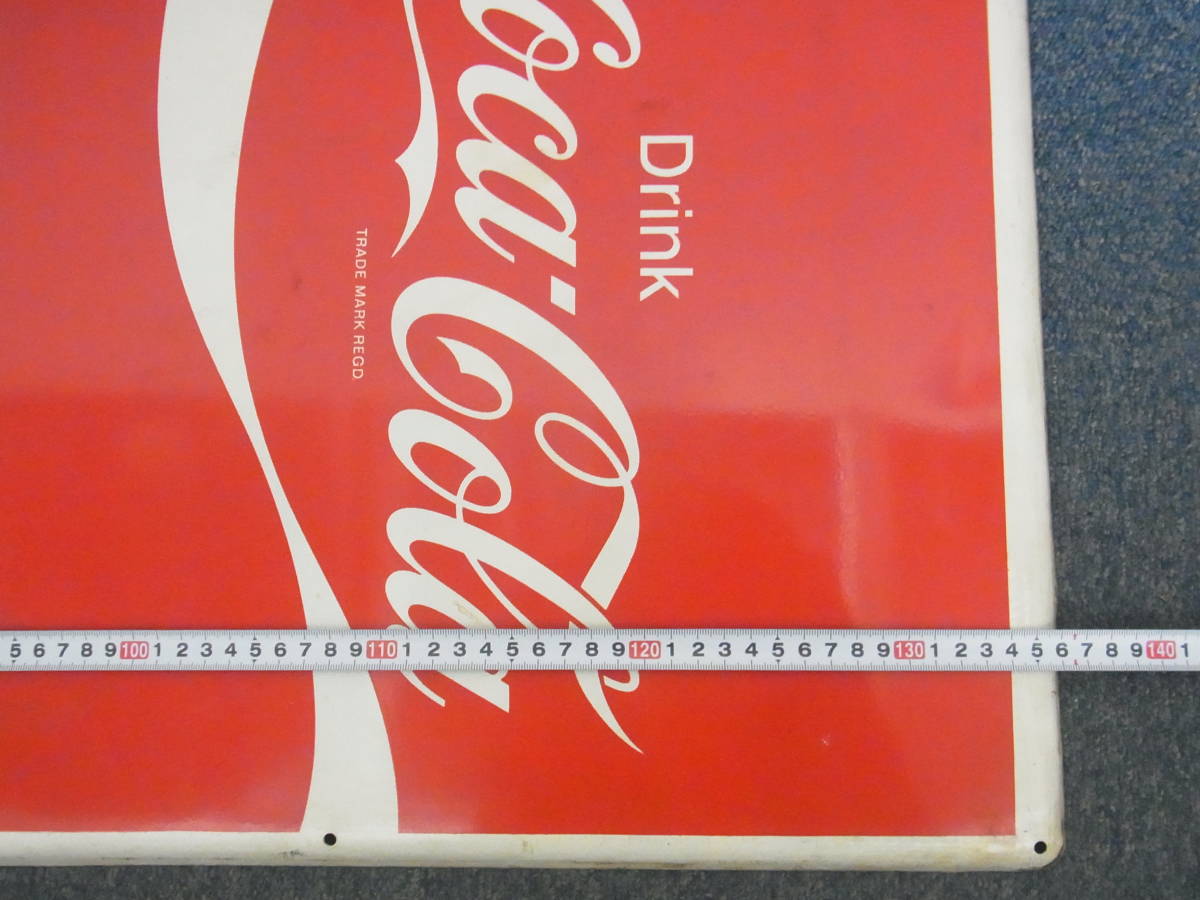* Coca * Cola Coca Cola табличка жестяная пластина Showa Retro длина длина type подлинная вещь Vintage retro бутылка. иллюстрации 136cm×44.5cm текущее состояние *.190