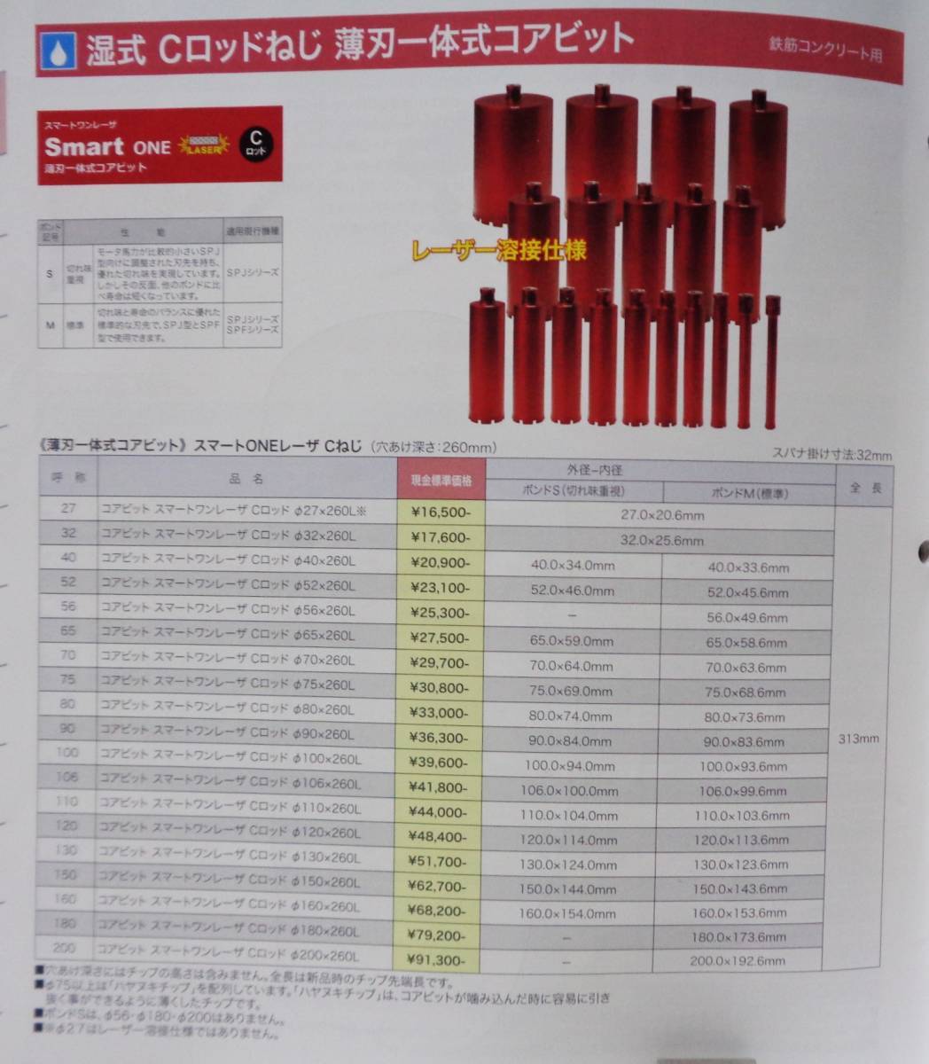 ★即決★ 65φ 薄刃 ￥33.330- smart One レーザー コアビット コンセック ////// 日立 マキタ シブヤ ダイヤモンド穴あけ コアドリル_画像2