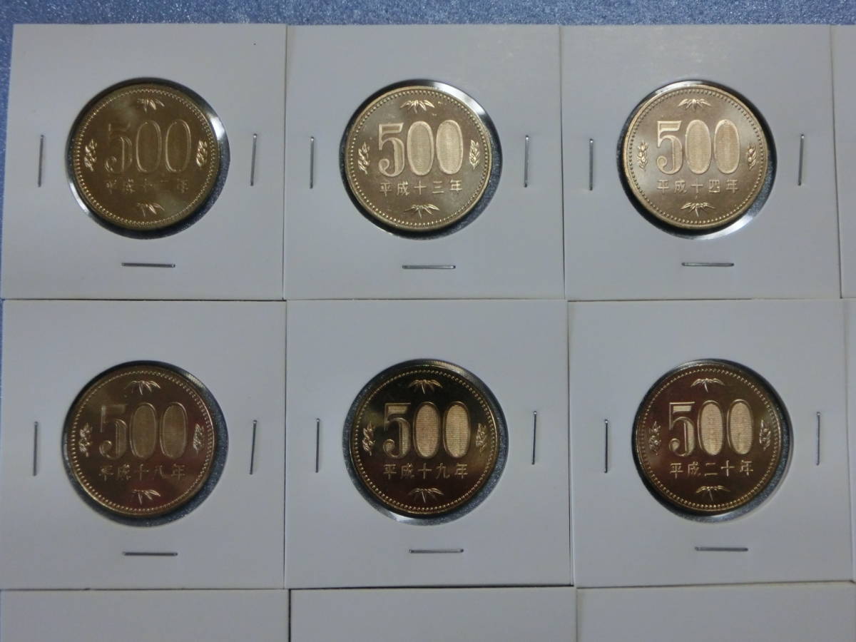 未使用　５００円硬貨　平成１２～令和３年（新、旧）　2４枚　セット出し　新品同様_画像2