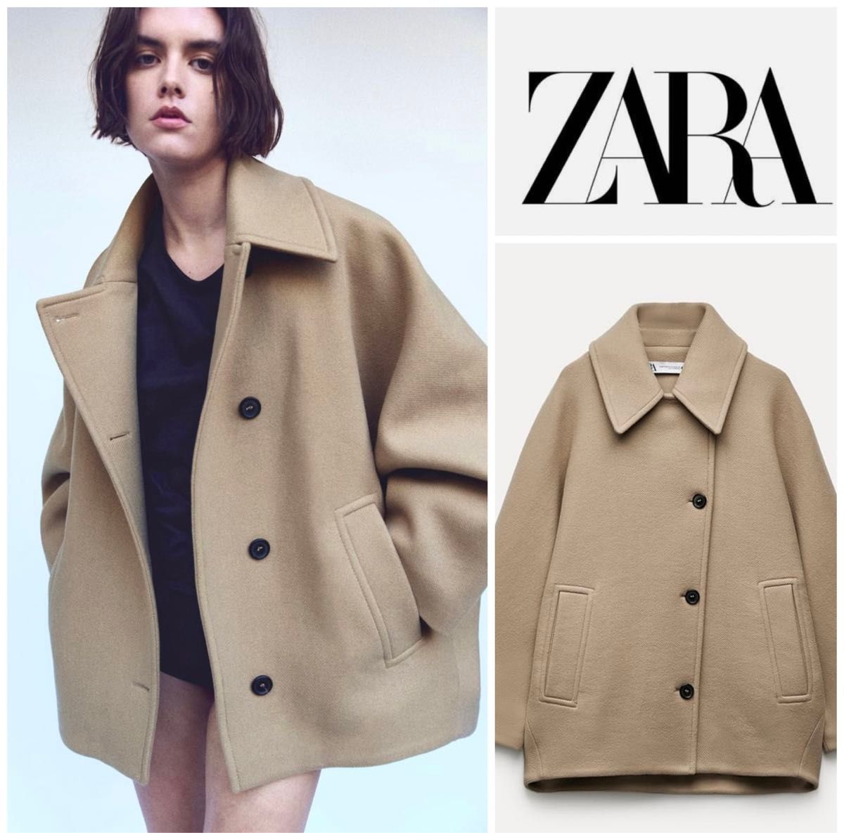 ZARA ザラ ショートウールブレンド コート オーバーサイズショート