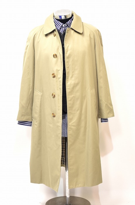 Aquascutum（アクアスキュータム）BALMACAAN COAT バルマカーンコート SOUTIEN COLLAR ステンカラー 旧タグ 裏地チェック 英国製90s 年代