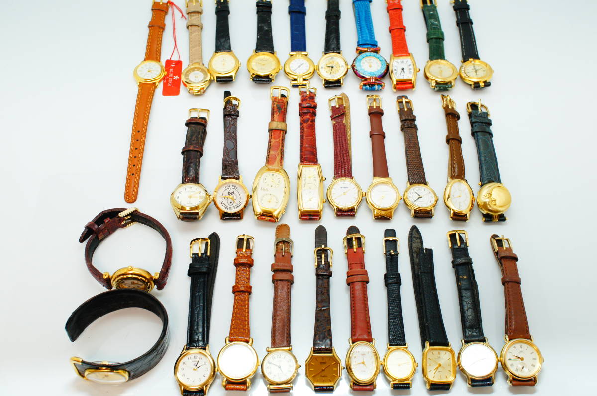 A96●美品含む 30点セット GOLD COLOR ゴールド金 レディース腕時計 革 レザー SEIKO/CITIZEN/CASIO/ORIENT/PIERRE LHUILLIER他 大量まとめ_画像9