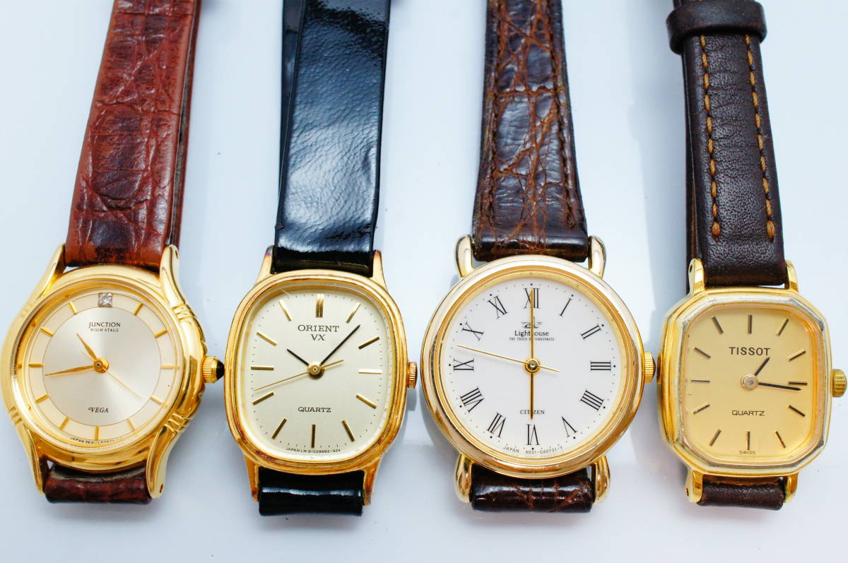 A99●美品含む 30点セット GOLD COLOR ゴールド金 レディース腕時計 革 レザー SEIKO/CITIZEN/ORIENT/TISSOT/NINA RICCI 他 大量まとめ_画像4