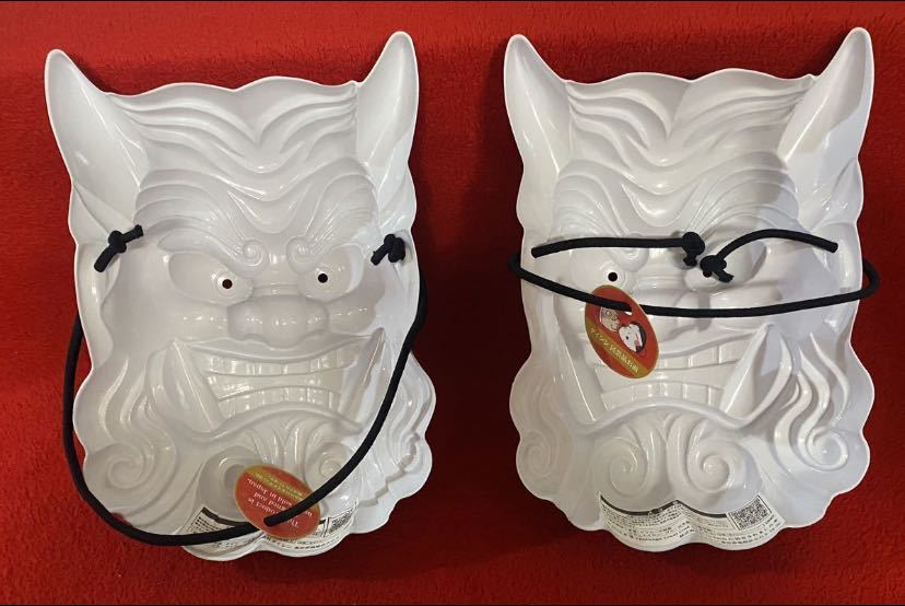 日本の伝統美「お面」／鬼面P付：まとめて２枚‘荒々しい鋭い眼光そして大きな牙_画像10