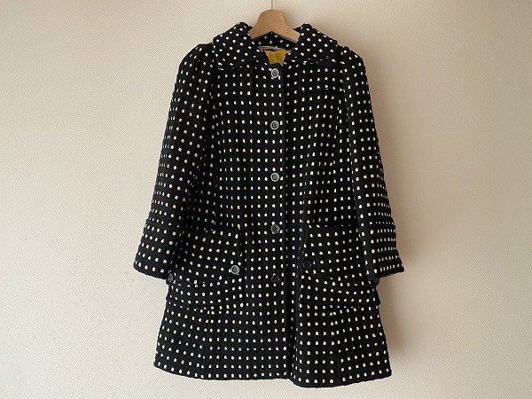  beautiful goods DIANE von FURSTENBERG Diane phone fa stain bar g coat dot black × white wool 100% *c082