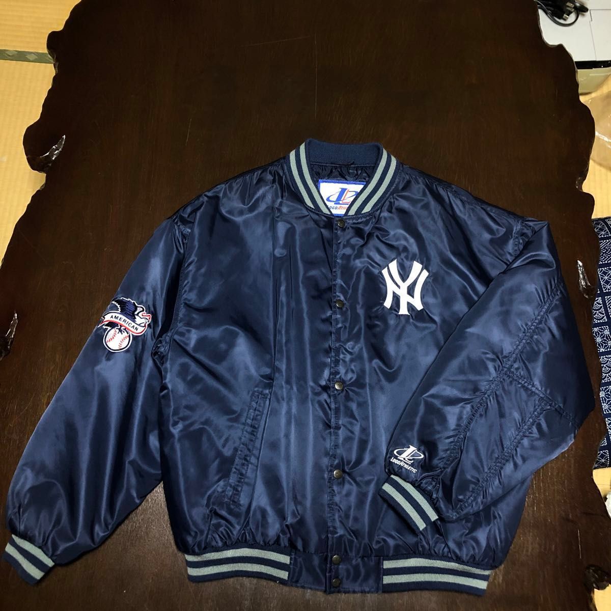 Logo Athletic MLB NYY 90s ヤンキース　スタジャン ナイロン XL ヤンキース ジャケット