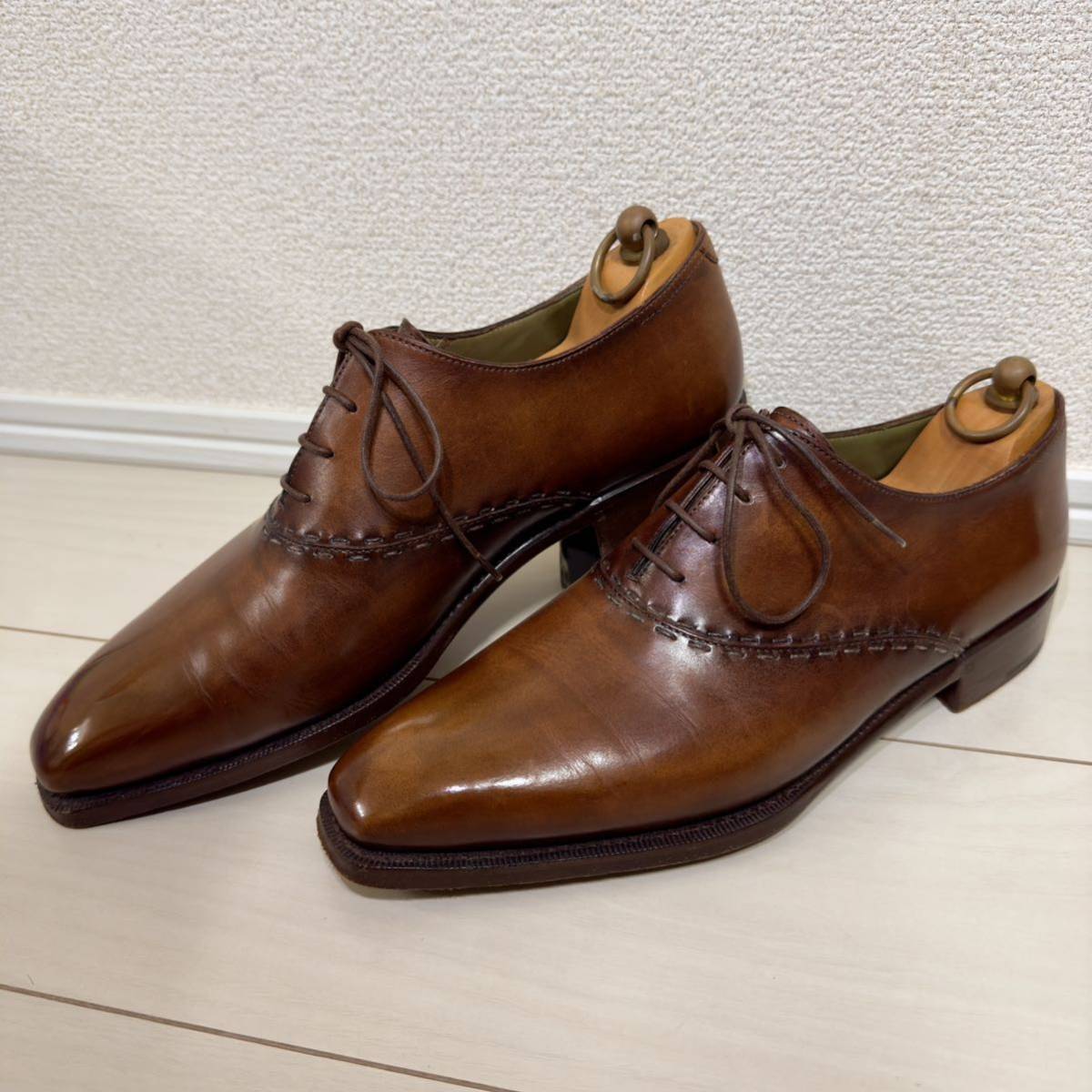  rare regular price 33.7 ten thousand jpy Berluti Goodyear made law pa tea n leather stitch business shoes 7.5 leather shoes ma dam oruga period Brown genuine article tea 