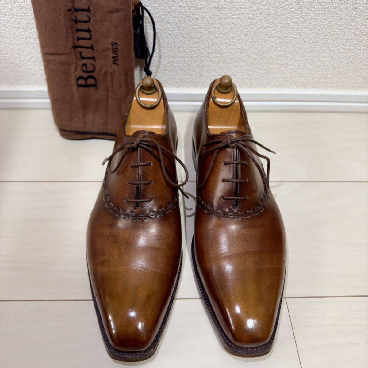  rare regular price 33.7 ten thousand jpy Berluti Goodyear made law pa tea n leather stitch business shoes 7.5 leather shoes ma dam oruga period Brown genuine article tea 