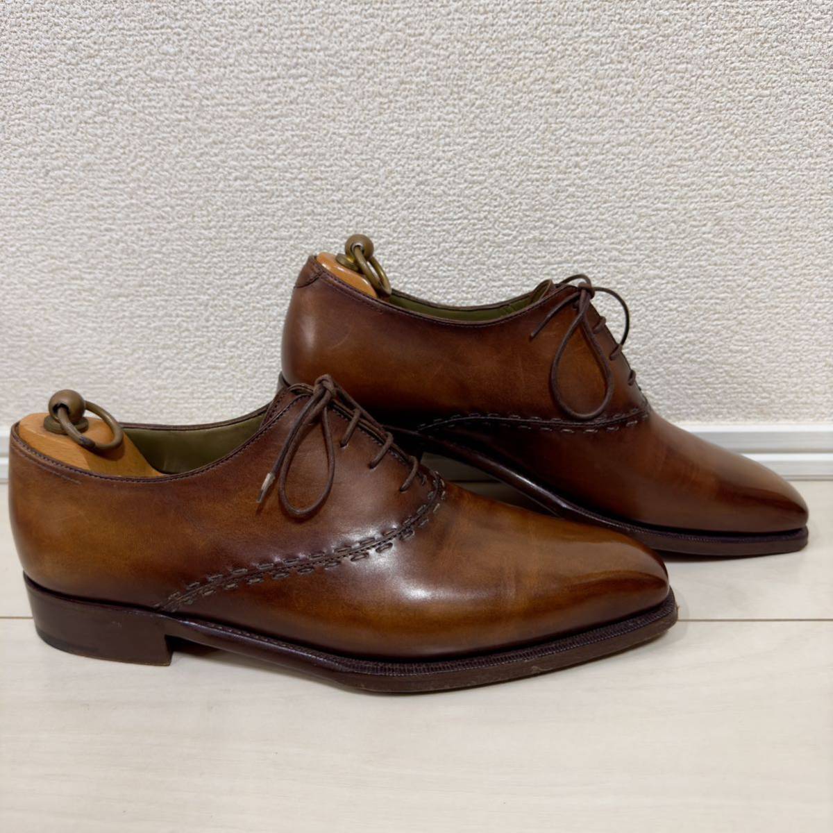  rare regular price 33.7 ten thousand jpy Berluti Goodyear made law pa tea n leather stitch business shoes 7.5 leather shoes ma dam oruga period Brown genuine article tea 