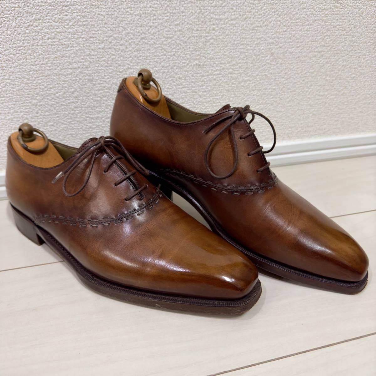  rare regular price 33.7 ten thousand jpy Berluti Goodyear made law pa tea n leather stitch business shoes 7.5 leather shoes ma dam oruga period Brown genuine article tea 