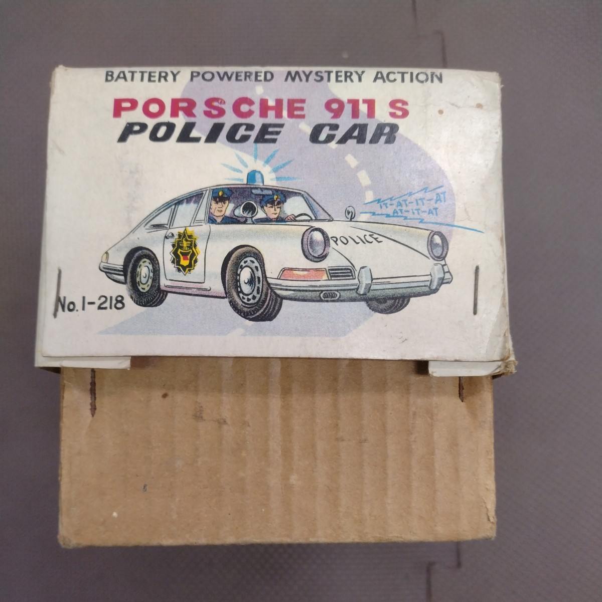 パトカー　ポルシェ　911　アオシン　日本製　ブリキ　昭和　レトロ　箱付き　レア　ビンテージ　当時物_画像9