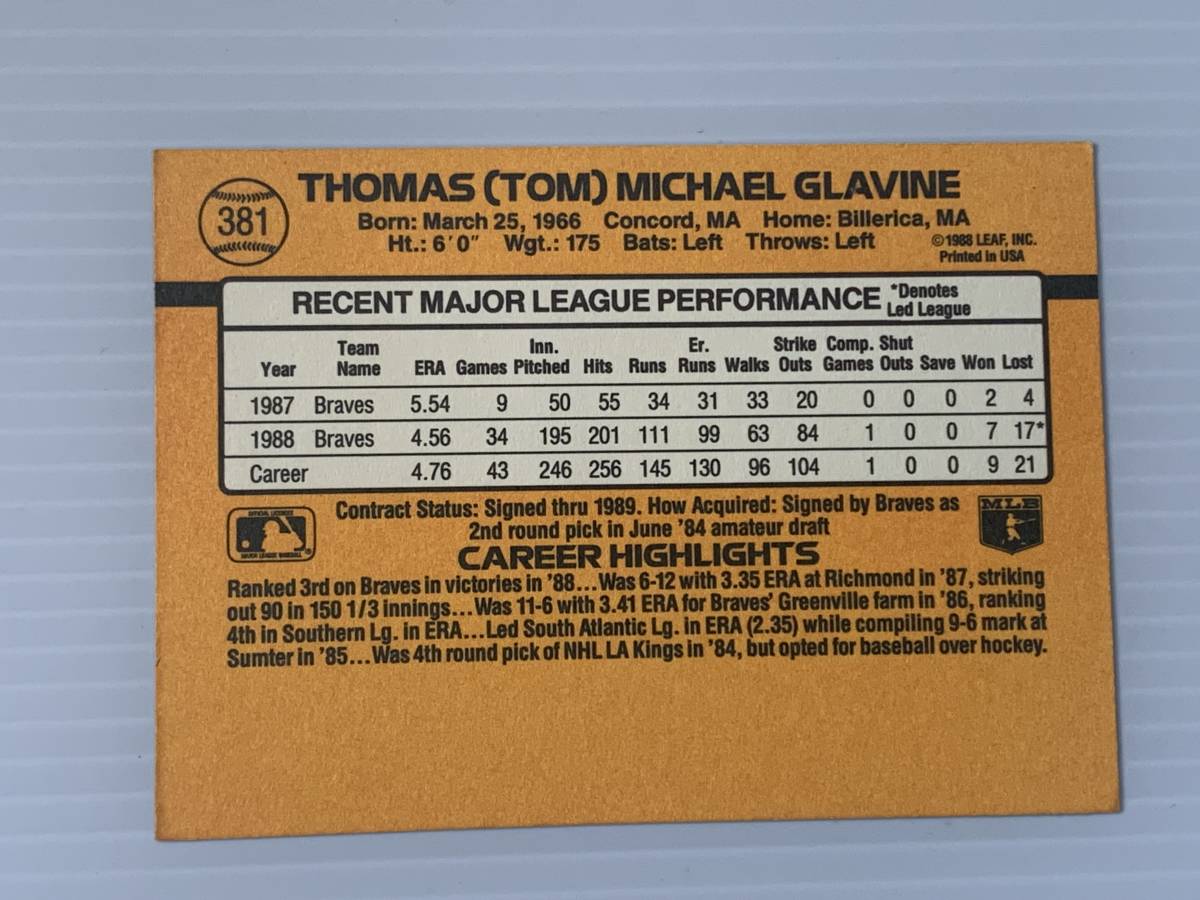 ★野球殿堂★トム・グラビン 【Tom Glavine】通算305勝 '89 #381の画像2