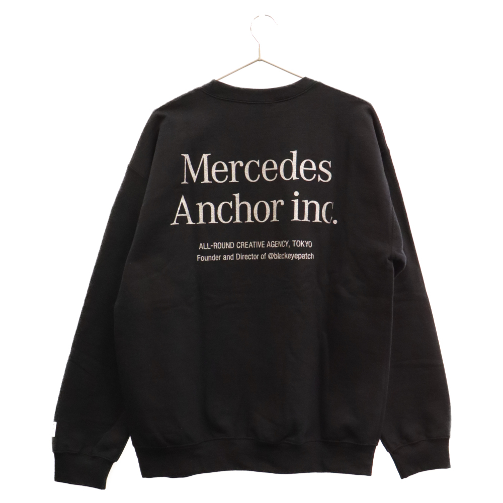 Mercedes Anchor Inc. メルセデスアンカーインク Crew Sweat グリッターロゴ クルーネックスウェットトレーナー ブラック