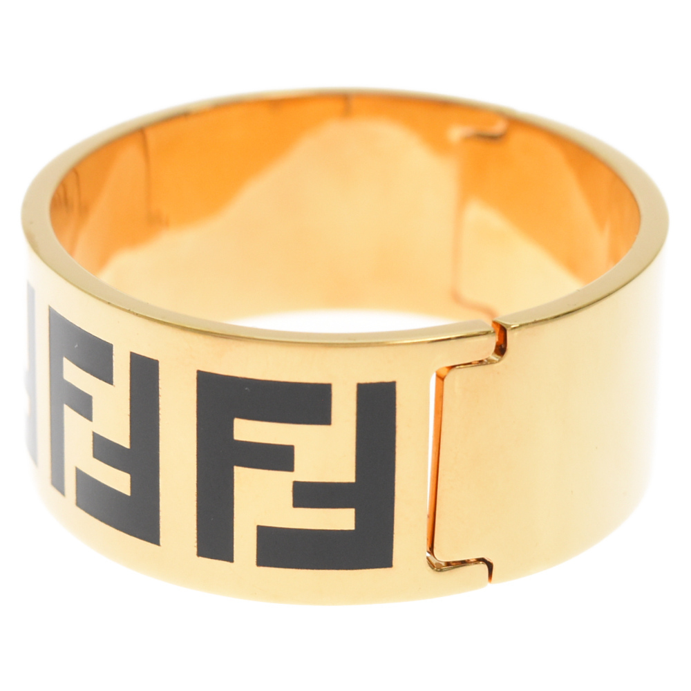 FENDI フェンディ Zucca-patterned logo bangle bracelet ズッカ柄 ロゴバングル ブレスレット ゴールド_画像4