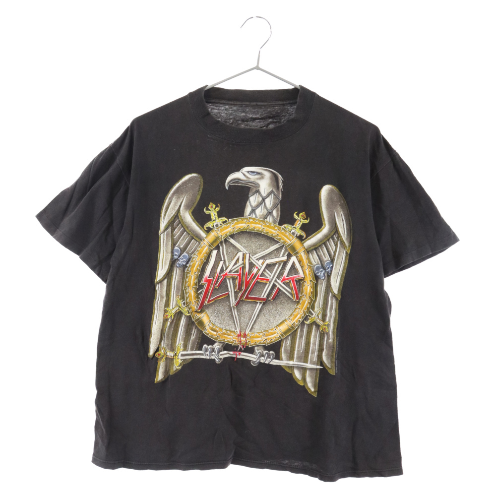VINTAGE ヴィンテージ 90S SLAYER seasons in the abyss スレイヤー 両面プリント 半袖Tシャツ ブラック_画像1