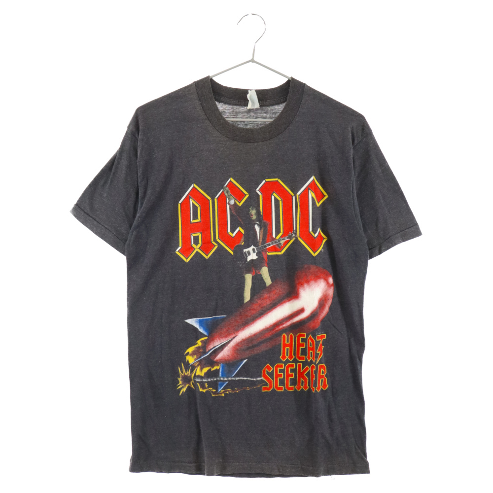 VINTAGE ヴィンテージ 80S AC/DC Heat Seeker World Tour 88 両面プリント 半袖Tシャツ ブラック
