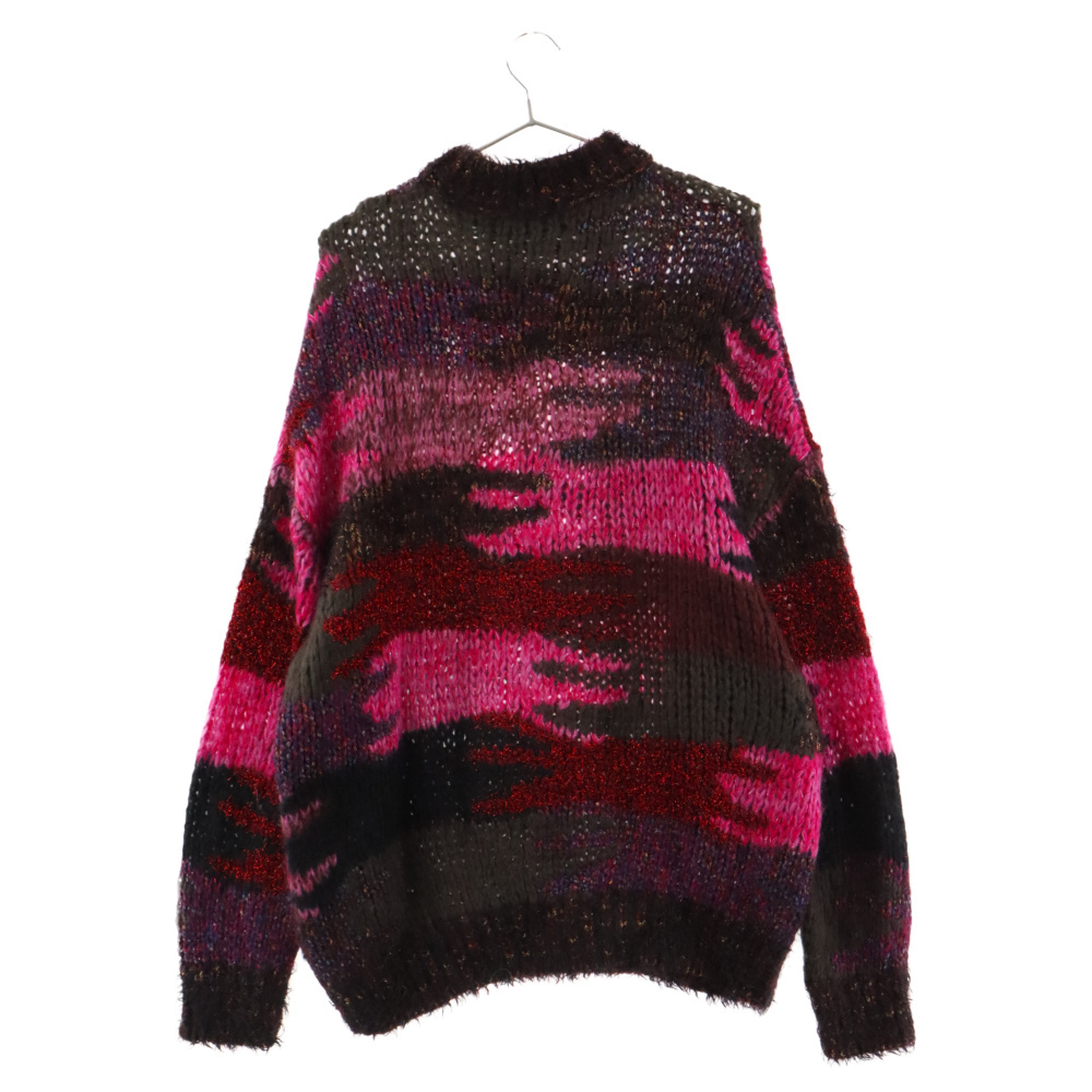 SAINT LAURENT PARIS sun rolan Paris camouflage lame mo hair knitted sweater 529719 YA2SQ pink 