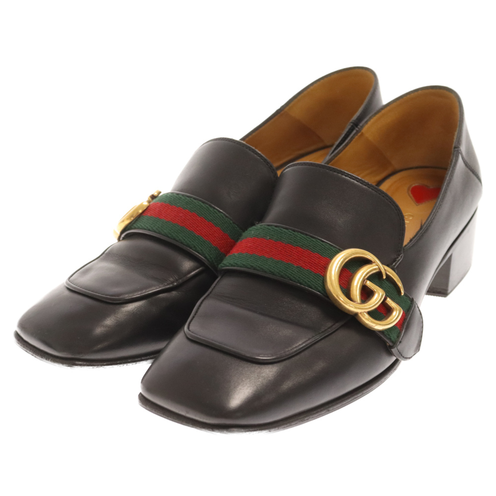 GUCCI グッチ シェリーライン GGマーモント レザーパンプス ブラック レディース 423537_画像3