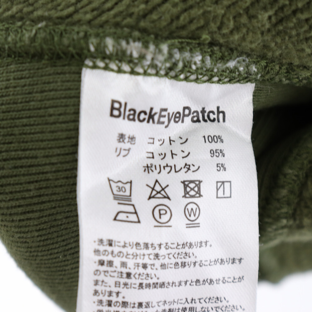 THE BLACK EYE PATCH ブラックアイパッチ 21SS HANDLE WITH CARE CREW SWEAT 取扱注意刺繍スウェットトレーナー グリーン_画像6