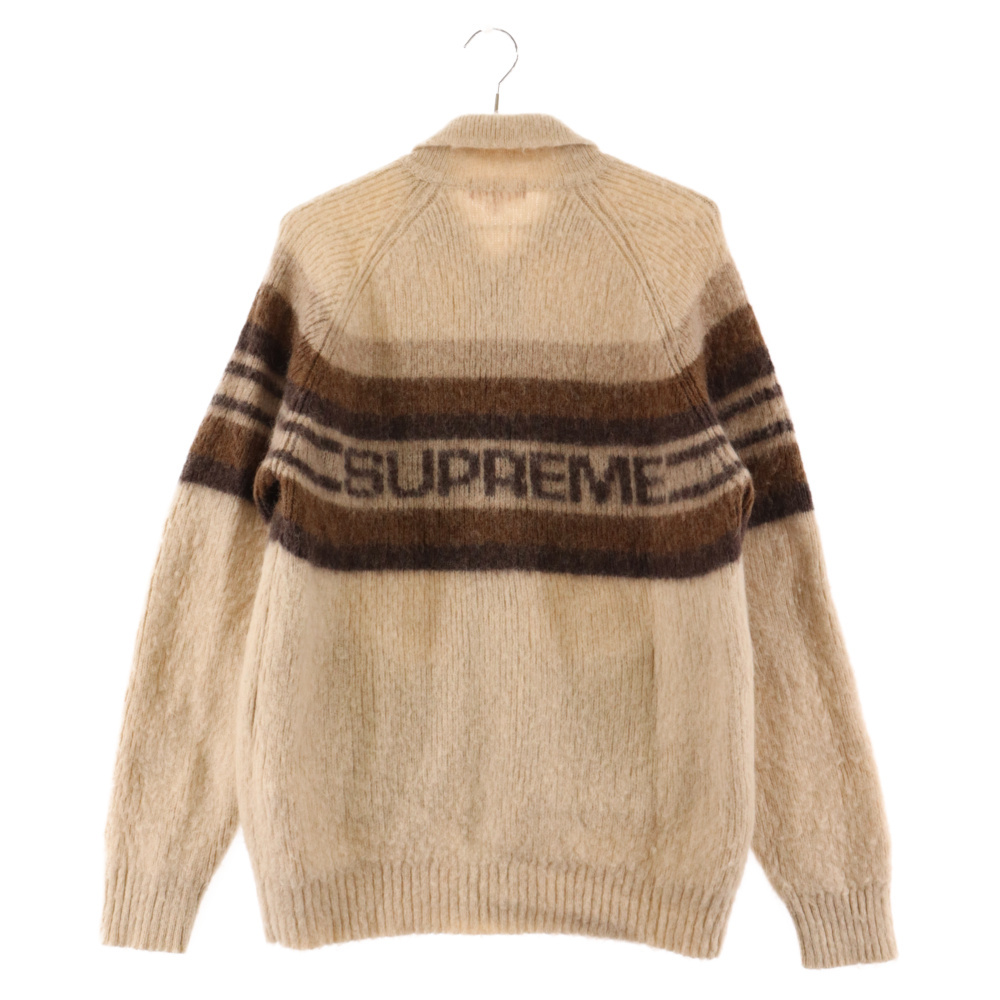 SUPREME シュプリーム 19AW Brushed Wool Zip Up Sweater ブラッシュド ウールボーダーニットジップセーター ホワイト_画像1
