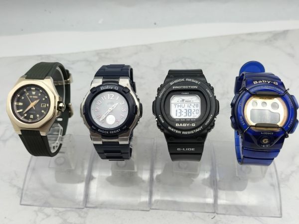 R55 1円～ 稼働品 CASIO カシオ G-SHOCK BABY-G MSG-W350G/BLX-570/BG-1005A/BGA-1100 タフソーラー デイト デジアナ まとめて4点セット_画像1