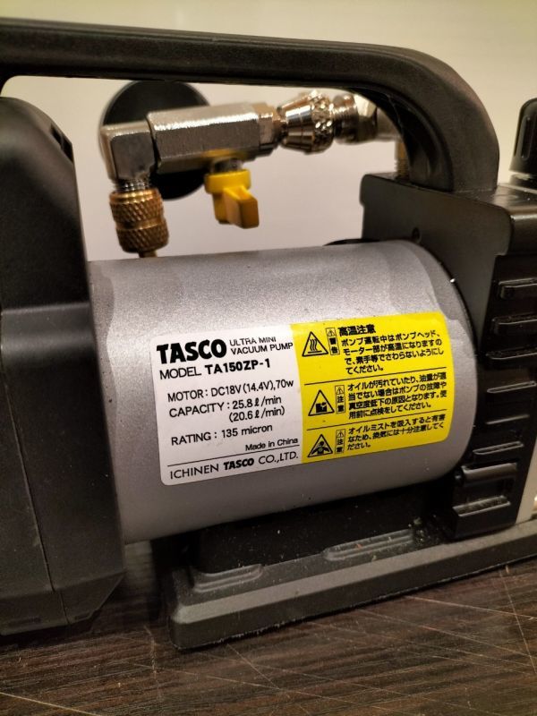 K30 1円～ 中古品 通電確認のみ確認済 イチネン TASCO タスコ TA150ZP-1 充電式真空ポンプ 省電力型ウルトラミニ ミニ真空ゲージキット_画像6