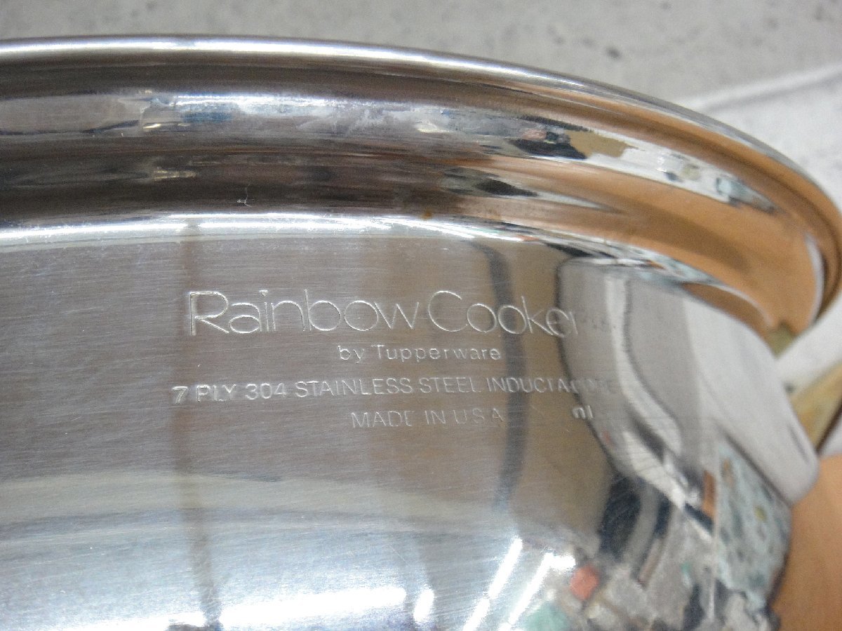 61311R Tupperware タッパーウェア RainbowCooker レインボークッカー 7PIY304 両手鍋 ステンレス (約)25cm/レシピ本3冊付き_画像3