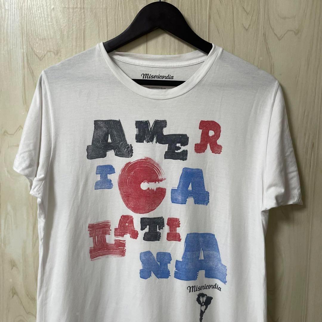 ◆Misericordia◆コットン上質カットソー半袖Tシャツ白M 英字ロゴ