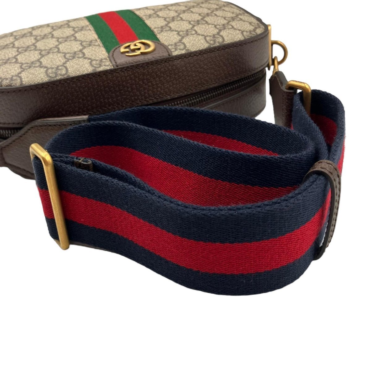 GUCCI グッチ オフィディア シェリー ショルダーバッグ クロスボディ ダブルG GGスプリーム PVCレザー グレー系 美品 752591_画像6