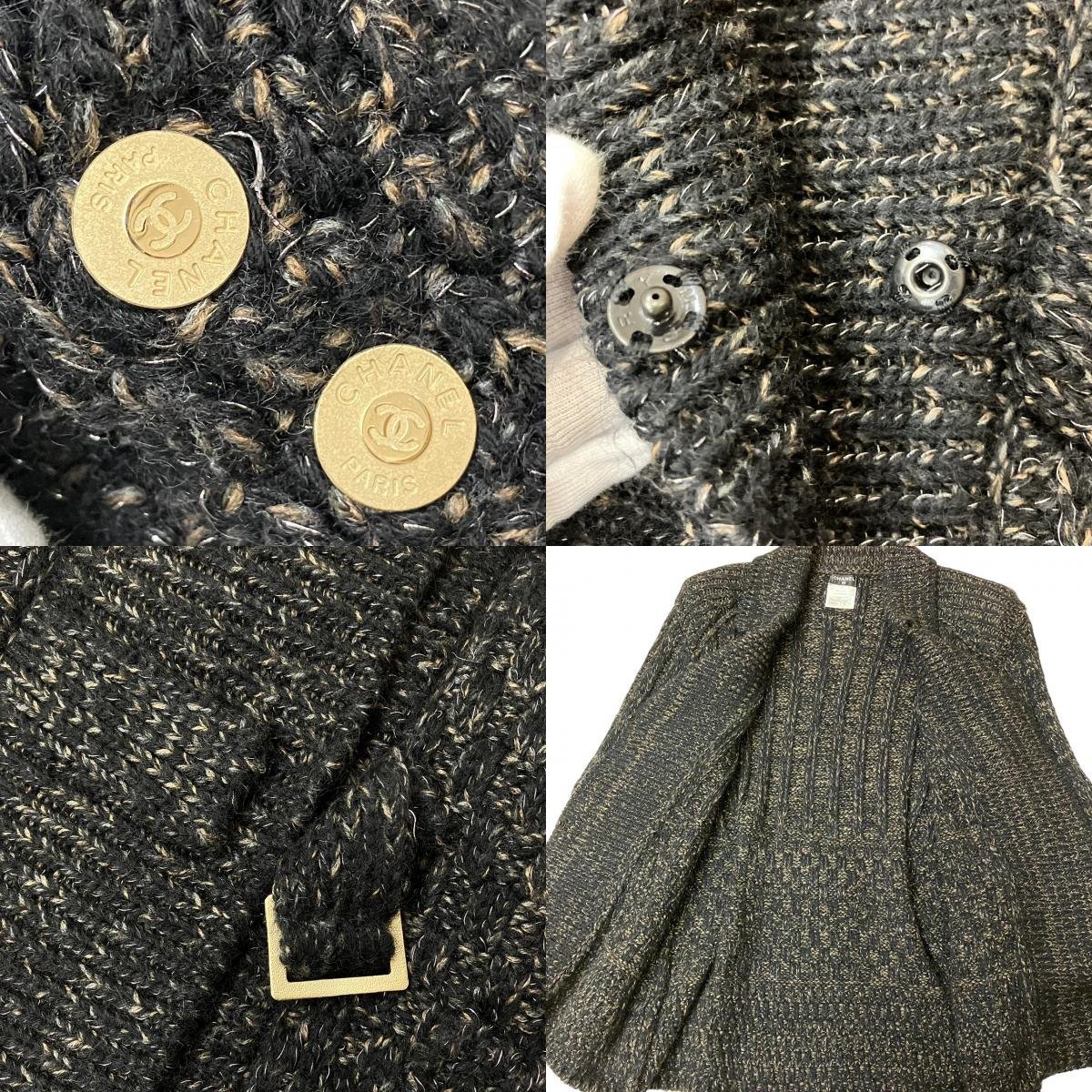 CHANEL シャネル ミックスニットジャケット カシミヤ ウール ブラック 黒 09A サイズ38 P36596K02305 国内正規品_画像9