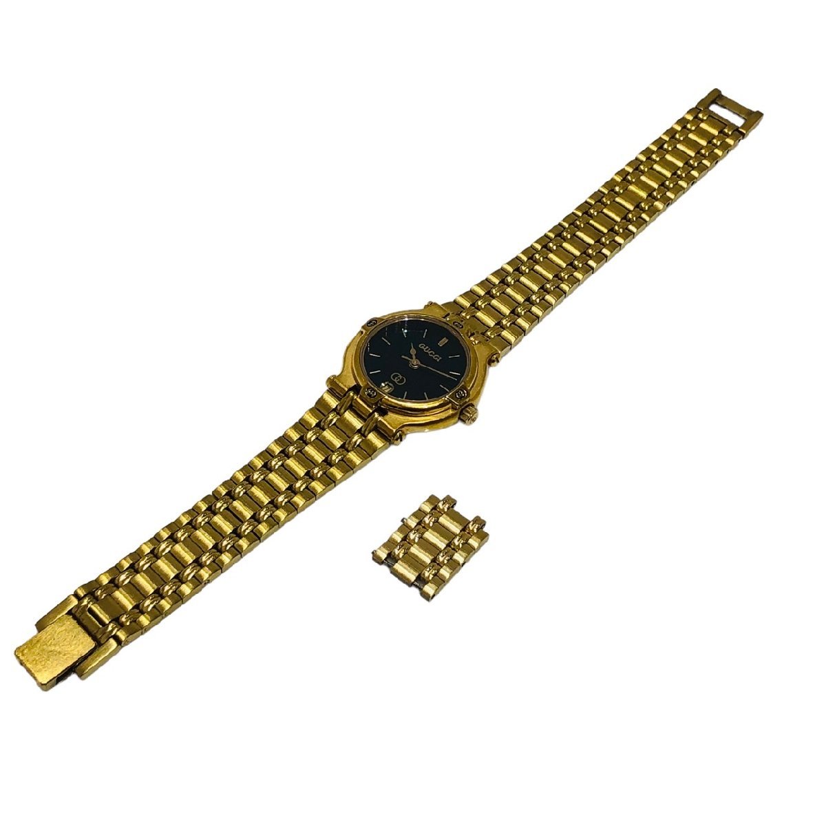 グッチ 9200L Qz 3針 デイト 黒文字盤 ゴールド系 レディース 腕時計 稼働品_画像6