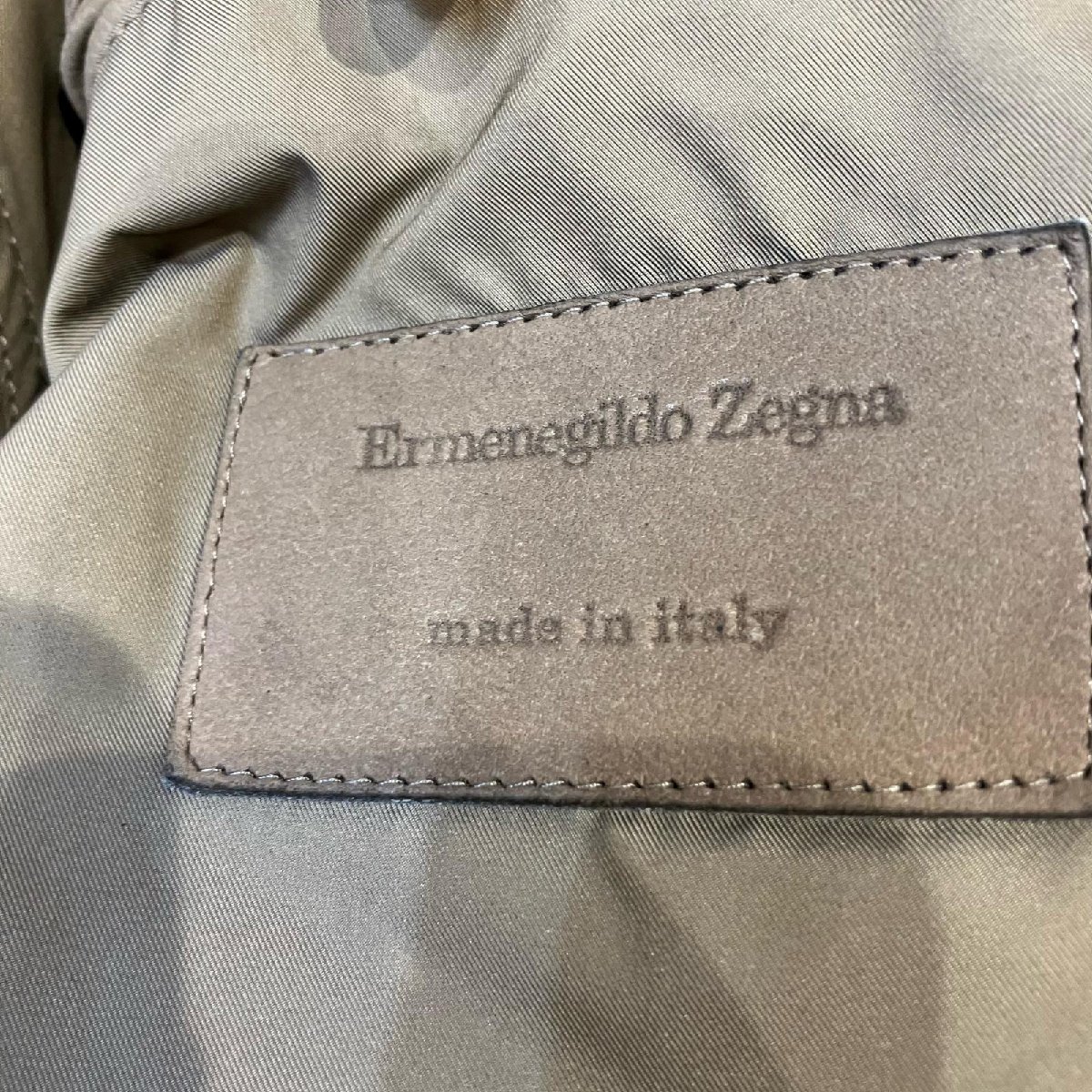 Ermenegildo Zegna エルメネジルドゼニア ステンカラーコート カーキ系 コットン ステンカラーコート_画像5