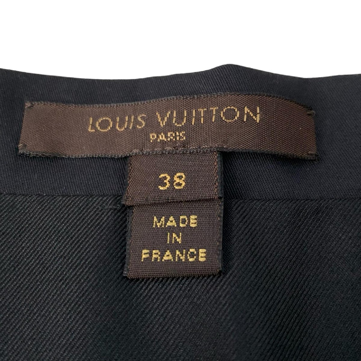 LOUIS VUITTON ルイヴィトン ミディアムスカート サイドスリット コットン ブラック 38_画像7