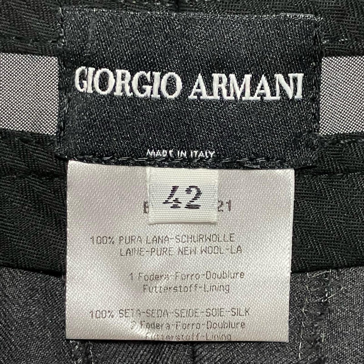 美品 GIORGIO ARMANI ジョルジオアルマーニ スラックス パンツ 表地ウール100％ シルク混 グレー系 レディース サイズ42_画像5